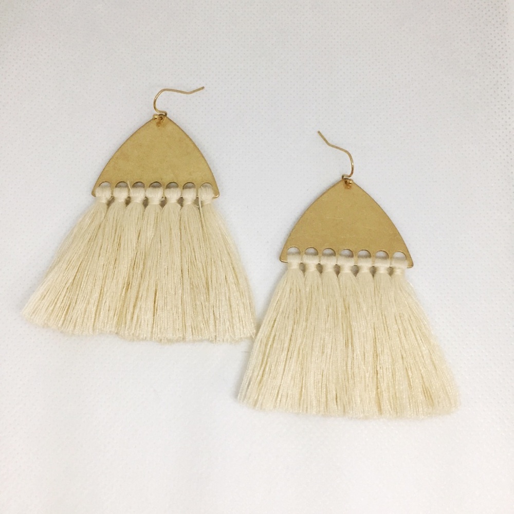 NWT Anthropologie cream tassels earrings - Picture 1 of 4
